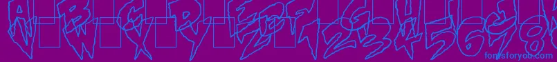 フォントMysteryWhite – 紫色の背景に青い文字