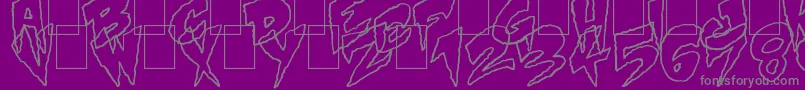 フォントMysteryWhite – 紫の背景に灰色の文字