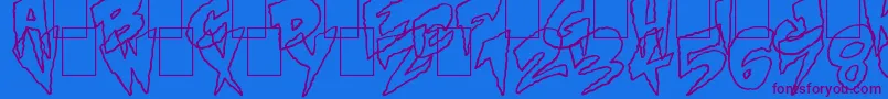 フォントMysteryWhite – 紫色のフォント、青い背景