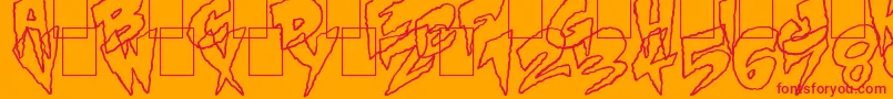 フォントMysteryWhite – オレンジの背景に赤い文字