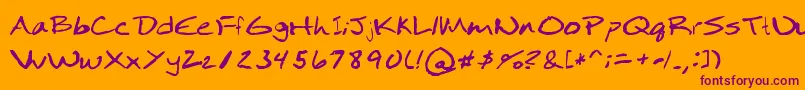 Moodica-Schriftart – Violette Schriften auf orangefarbenem Hintergrund