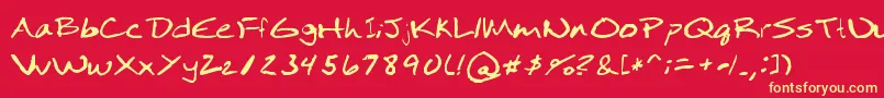 Moodica Font – Yellow Fonts on Red Background