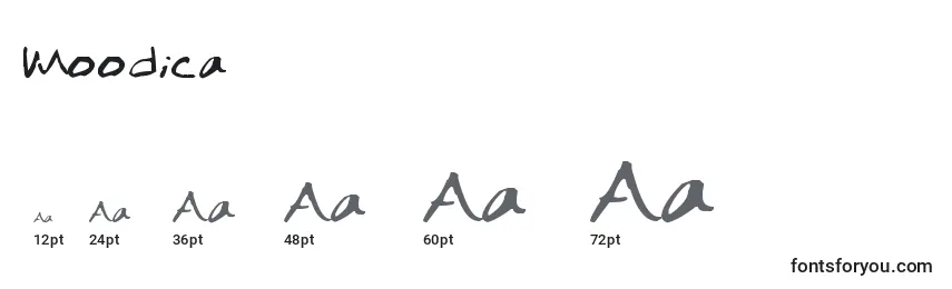 Размеры шрифта Moodica