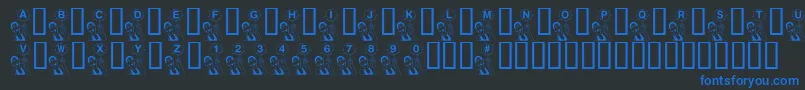 KrBball-Schriftart – Blaue Schriften auf schwarzem Hintergrund