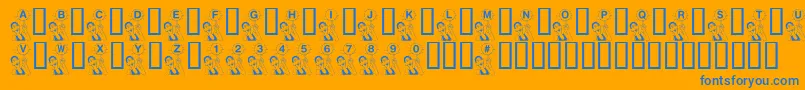 フォントKrBball – オレンジの背景に青い文字