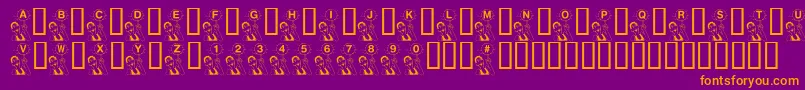 KrBball-Schriftart – Orangefarbene Schriften auf violettem Hintergrund