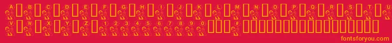KrBball-Schriftart – Orangefarbene Schriften auf rotem Hintergrund