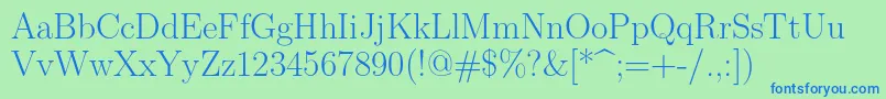 Lmroman17Regular-fontti – siniset fontit vihreällä taustalla