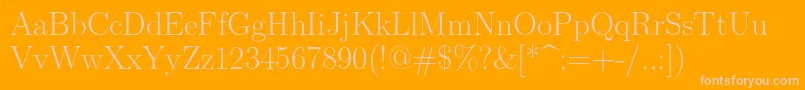 Lmroman17Regular-fontti – vaaleanpunaiset fontit oranssilla taustalla