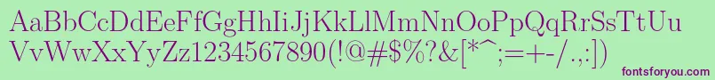 Lmroman17Regular Font – Purple Fonts on Green Background