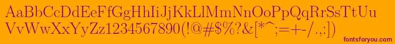 Шрифт Lmroman17Regular – фиолетовые шрифты на оранжевом фоне