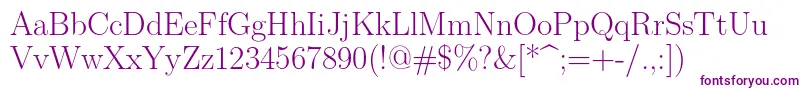 フォントLmroman17Regular – 白い背景に紫のフォント