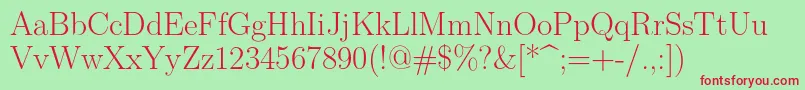 フォントLmroman17Regular – 赤い文字の緑の背景