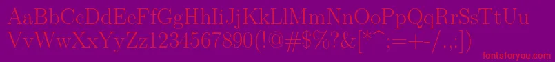 フォントLmroman17Regular – 紫の背景に赤い文字