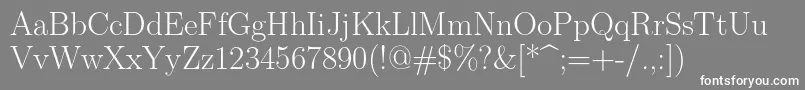 Lmroman17Regular-fontti – valkoiset fontit harmaalla taustalla