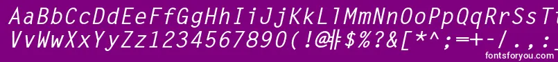 フォントLettergothicstdBoldslanted – 紫の背景に白い文字