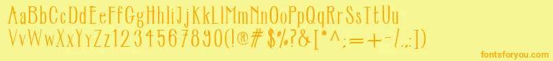 Saiba mais sobre a fonte Treeftr Fonte Treeftr – fontes laranjas em um fundo amarelo