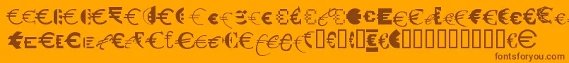 P22euros-Schriftart – Braune Schriften auf orangefarbenem Hintergrund