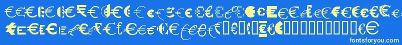 P22euros Font – Yellow Fonts on Blue Background