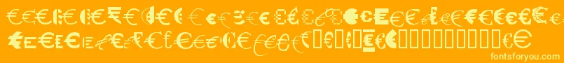 P22euros-Schriftart – Gelbe Schriften auf orangefarbenem Hintergrund