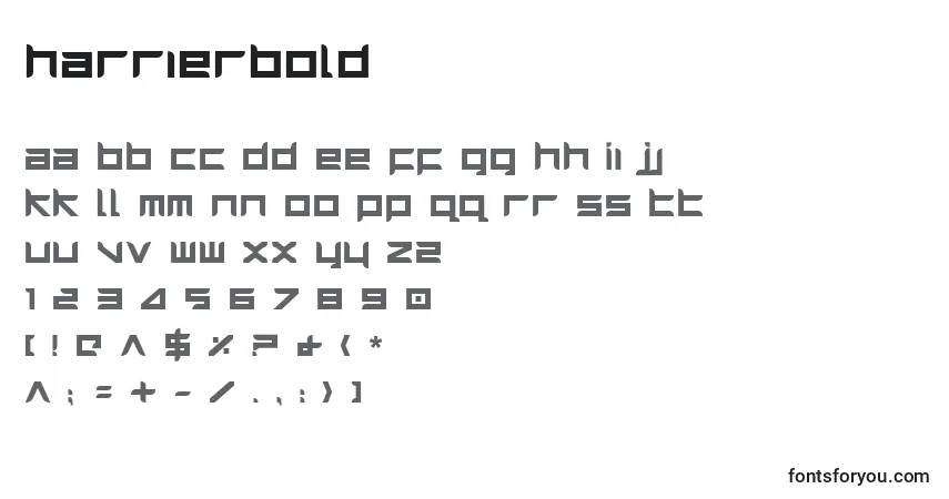 A fonte HarrierBold – alfabeto, números, caracteres especiais