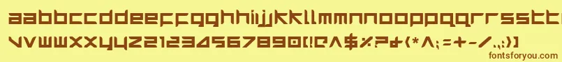 フォントHarrierBold – 茶色の文字が黄色の背景にあります。