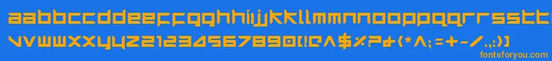フォントHarrierBold – オレンジ色の文字が青い背景にあります。