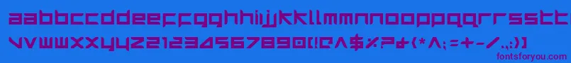 HarrierBold-Schriftart – Violette Schriften auf blauem Hintergrund