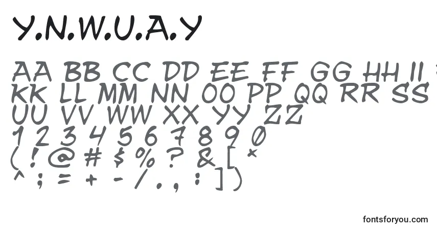 Y.N.W.U.A.Y-fontti – aakkoset, numerot, erikoismerkit