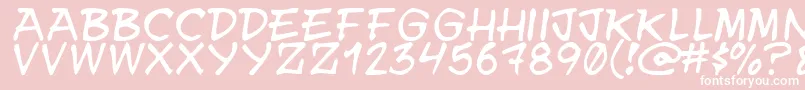 Y.N.W.U.A.Y-Schriftart – Weiße Schriften auf rosa Hintergrund