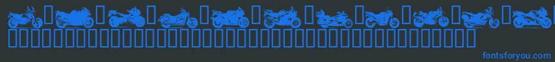 Motob-Schriftart – Blaue Schriften auf schwarzem Hintergrund