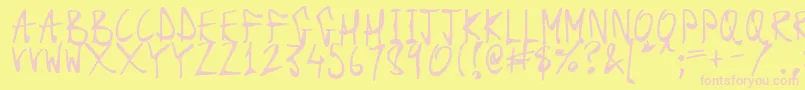 DarkScrollScripts-Schriftart – Rosa Schriften auf gelbem Hintergrund