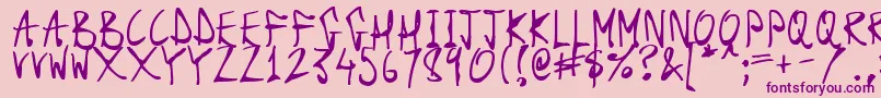 DarkScrollScripts-Schriftart – Violette Schriften auf rosa Hintergrund