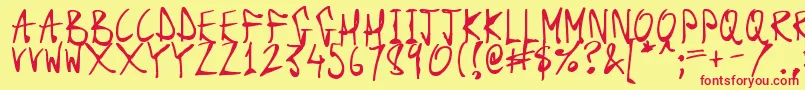 Czcionka DarkScrollScripts – czerwone czcionki na żółtym tle