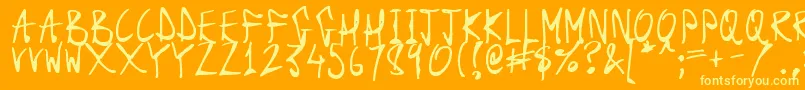 DarkScrollScripts-Schriftart – Gelbe Schriften auf orangefarbenem Hintergrund