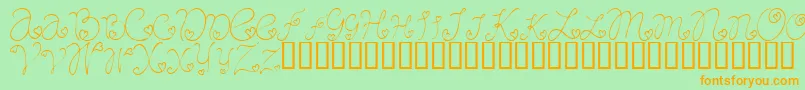 Fonte CraftopiaLove – fontes laranjas em um fundo verde