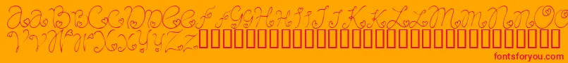 Fonte CraftopiaLove – fontes vermelhas em um fundo laranja