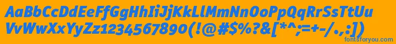 OfficinasanblkositcttРљСѓСЂСЃРёРІ-Schriftart – Blaue Schriften auf orangefarbenem Hintergrund
