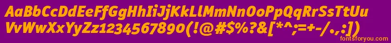 OfficinasanblkositcttРљСѓСЂСЃРёРІ-Schriftart – Orangefarbene Schriften auf violettem Hintergrund
