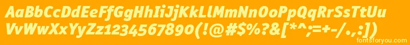 OfficinasanblkositcttРљСѓСЂСЃРёРІ-Schriftart – Gelbe Schriften auf orangefarbenem Hintergrund