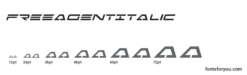 Tamaños de fuente FreeAgentItalic