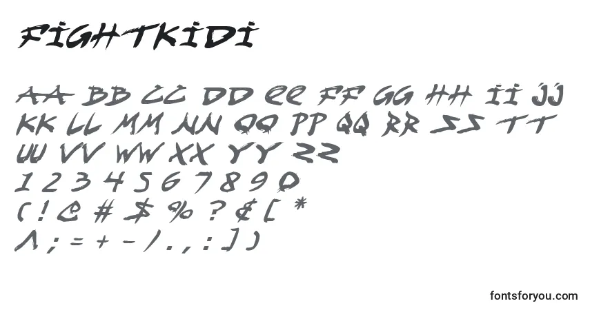 Czcionka Fightkidi – alfabet, cyfry, specjalne znaki
