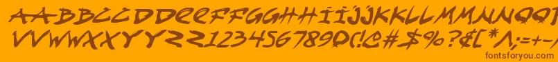 Fonte Fightkidi – fontes marrons em um fundo laranja
