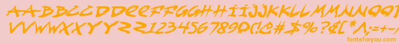 Fightkidi-Schriftart – Orangefarbene Schriften auf rosa Hintergrund