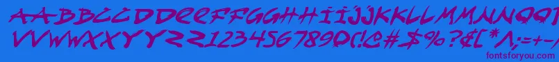 Fightkidi-Schriftart – Violette Schriften auf blauem Hintergrund