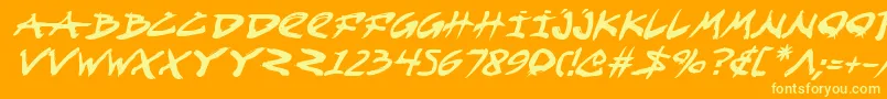 Fightkidi-Schriftart – Gelbe Schriften auf orangefarbenem Hintergrund