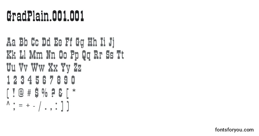 Schriftart GradPlain.001.001 – Alphabet, Zahlen, spezielle Symbole