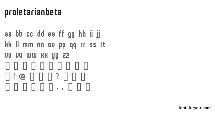 A fonte ProletarianBeta – alfabeto, números, caracteres especiais