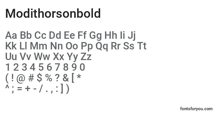 Schriftart Modithorsonbold – Alphabet, Zahlen, spezielle Symbole