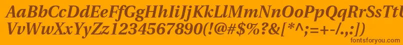 Fonte UtopiaBoldItalic – fontes marrons em um fundo laranja